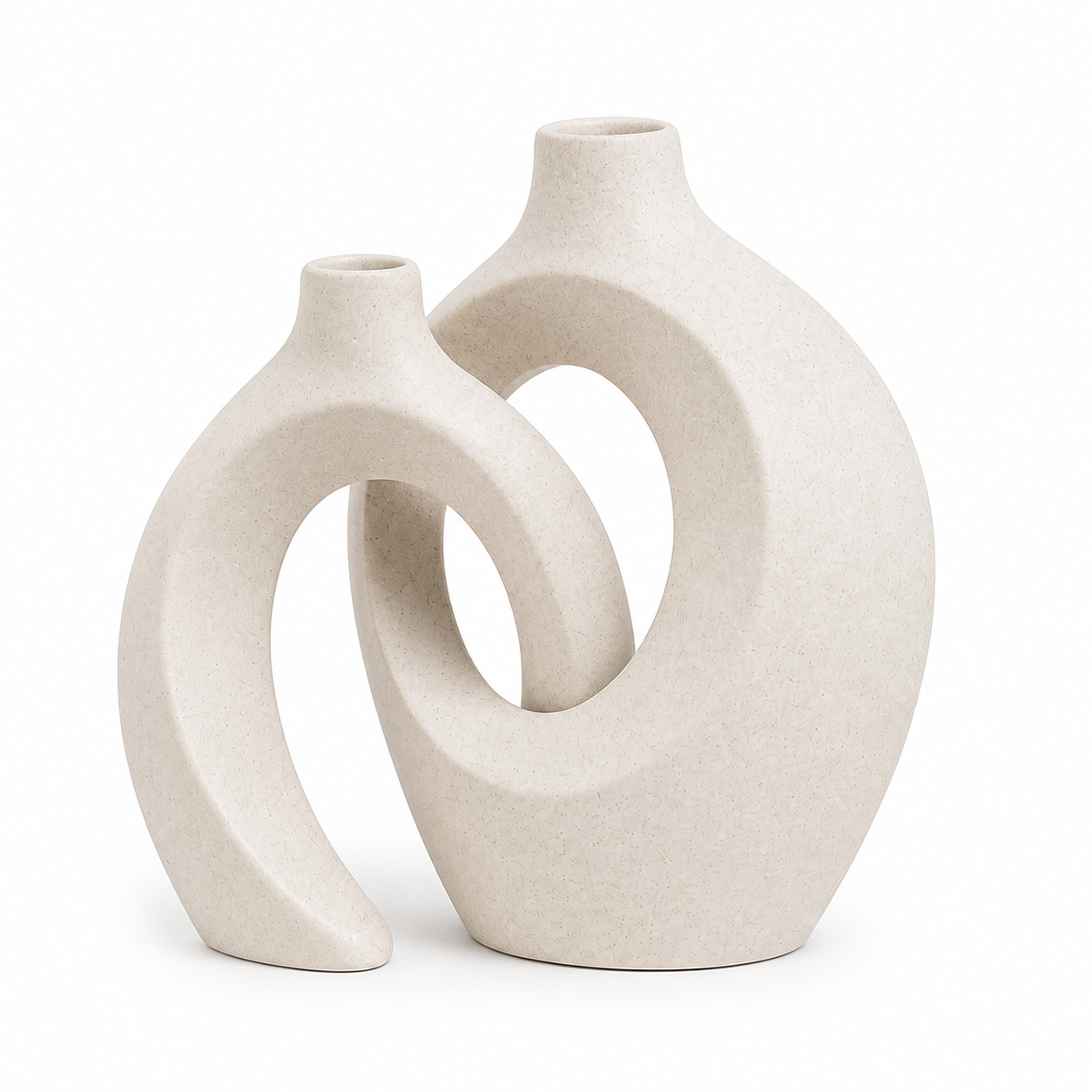 Conjunto Jarrón Kanso blanco sobre fondo blanco, vista de producto